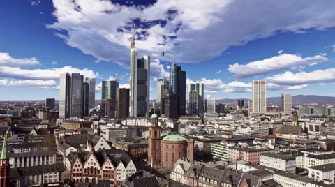Frankfurt City aerial view Stock Footage