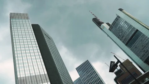 Frankfurt Cityscape Low Angle Vídeo Stock 109569489