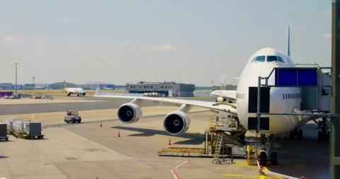 Frankfurt, Germany - May 2, 2023: wide view of pacified atmosphere at aircraft Stock Footage 248690553