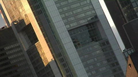 Frankfurt Germany Skyline pan quick zoom out Stock Footage