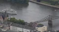 Frankfurt Main River Eiserner Steg Iron Bridge Pedestrians Walking Tour Boat Day HD Footage