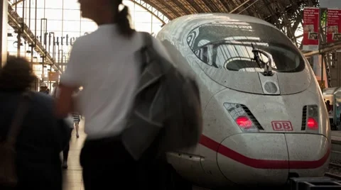 Frankfurt Main Train Station Afternoon Timelapse Stock Footage