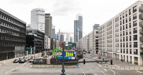 Frankfurt skyline hyper lapse in 4k. Stock Footage 244707185