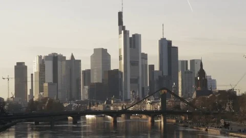 Frankfurt Skyline Sunset Stock Footage 70533485