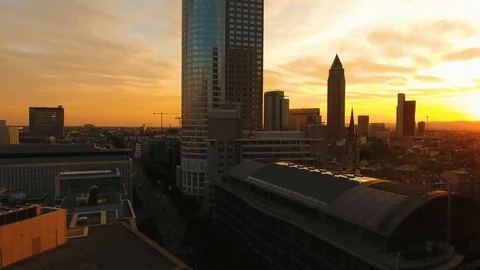 Frankfurt at the sunset Stock Footage 89652011