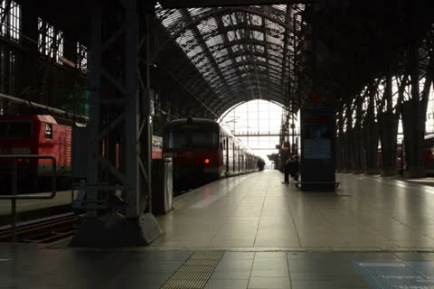 Frankfurt train station 6K native Stock Footage