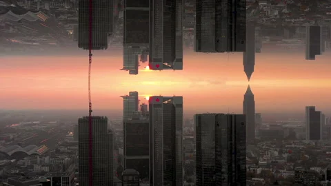 Frankfurt Upside Down in sunset Stock Footage 170359259