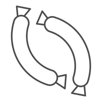 Frankfurter susage thin line icon. Barbecue sausage vector illustration isolated Stock Illustration