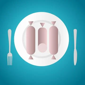 Frankfurters on a plate Stock Illustration