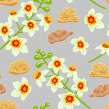 Frankincense seamless pattern. Boswellia tree flowers. Stock Illustration