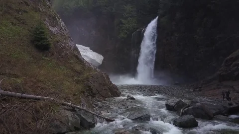 Franklin Falls Washington Aerial Dramatic Ascend Stock Footage