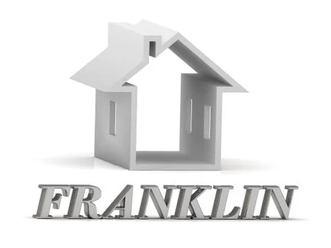 FRANKLIN- inscription of silver letters and white house on white background Stock Illustration