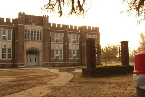 Franklinton Junior High School, built in 1939 in Franklinton, Louisiana Stock Footage 10764973