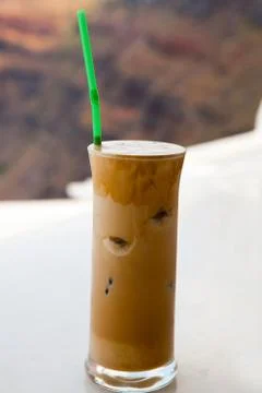 Frappe on a cafe table Stock Photos