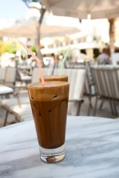 Frappes on a cafe table Foto stock