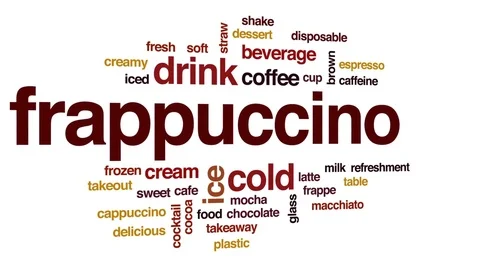 Frappuccino animated word cloud, text design animation. Stock Footage 80068796
