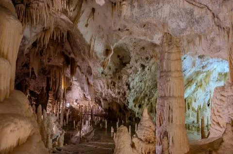 The Frasassi Caves are underground karst caves located in the municipality of Stock Photos