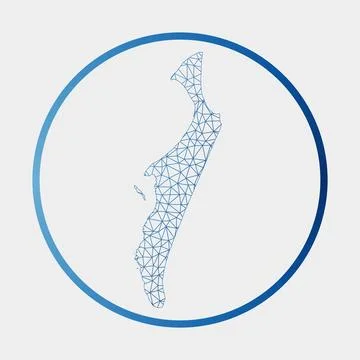 Fraser Island icon. Network map of the island. Round Fraser sign with gradi.. イラスト素材