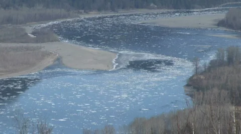 Fraser River Chilliwack MCU High Winter Ice Stock Footage 343935