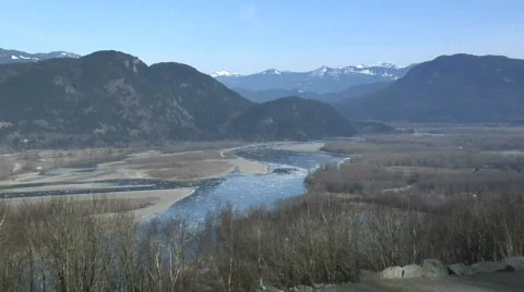 Fraser River Chilliwack WS High Winter Ice Stock Footage 343995
