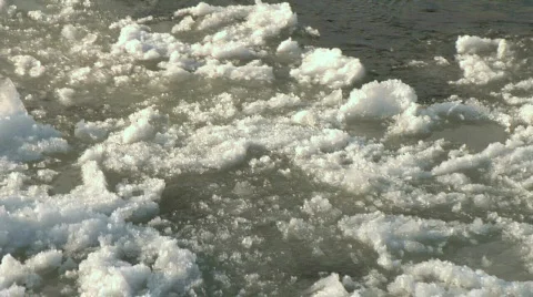 Fraser River CU IceFlow audio Stock Footage 344784