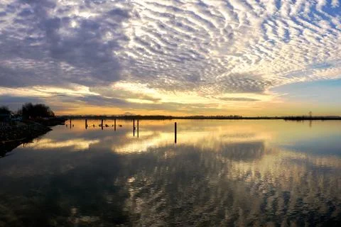 Fraser River Dawn Clouds 写真素材