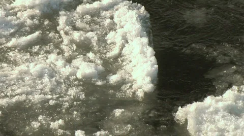 Fraser River ECU Ice movement audio Stock Footage 344846