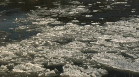 Fraser River IceFlow MS audio Stock Footage 344947