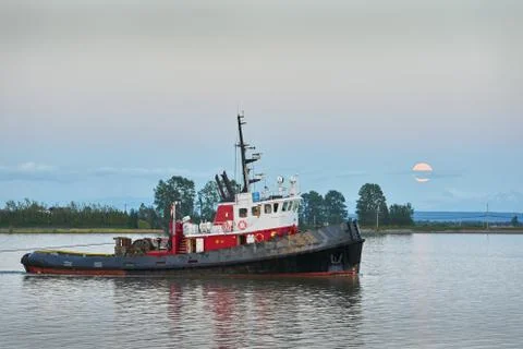 Fraser River Moon 写真素材