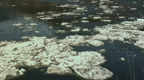Fraser River MS IceFlow Pan R - L Stock Footage 345687