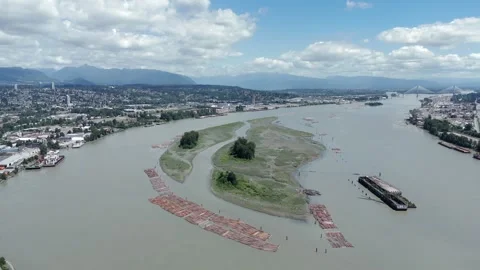 Fraser River - New Westminster - British Columbia - Canada Stock Footage 345943309