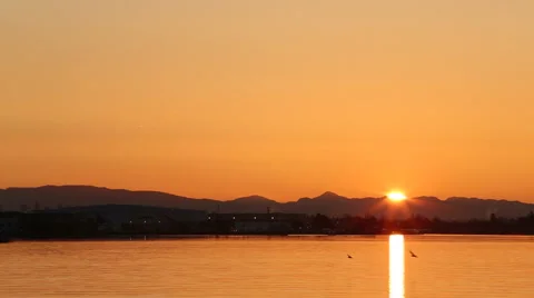 Fraser River Sunrise, Richmond, BC Stock Footage