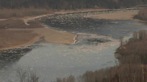 Fraser River TimeLapse MS Winter Ice Stock Footage 345714