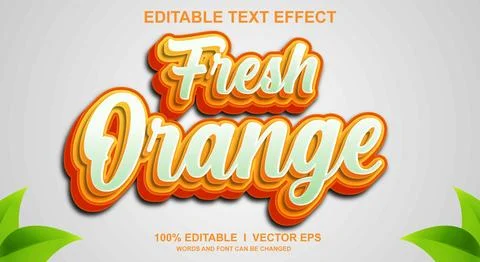 Frash orange 3d vector text effect with modern style design Illustrazione stock