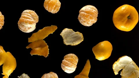 Frash tangerines on black background. Stock Footage 70080577