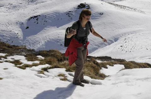 Frau beim wandern aufstieg, frau, wanderer, bergwanderer, wandern, bergwan... Stock Photos