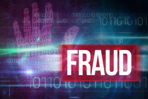 Fraud against blue technology design with binary code Illustrazione stock