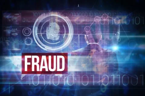 Fraud against pink technology hand print interface design Illustrazione stock