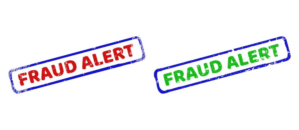 FRAUD ALERT Bicolor Rough Rectangle Stamp Seals with Grunged Styles Stock Illustration