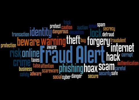 Fraud alert, word cloud concept Stock Illustration