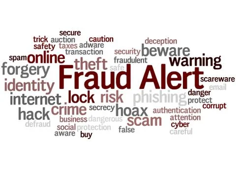 Fraud alert, word cloud concept Illustrazione stock