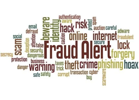 Fraud alert, word cloud concept Illustrazione stock