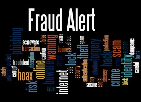Fraud alert, word cloud concept Illustrazione stock