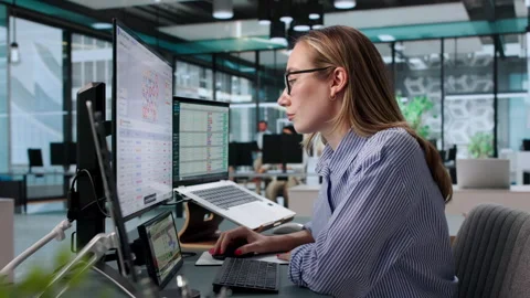 Fraud Analyst Monitors Payment Transactions On Laptop Stock Footage 339171427