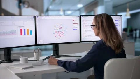 Fraud Analyst Monitors Real-time System Alerts Detecting Suspicious Stock Footage 346325026