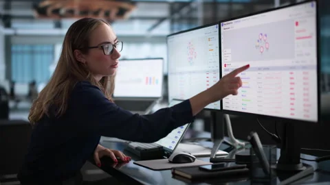 Fraud Analyst Monitors Transaction Network Graph On Laptop Stock Footage 338169497