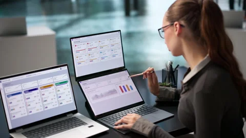 Fraud Analyst Reviews Real-time Transaction Patterns Stock Footage 343887847