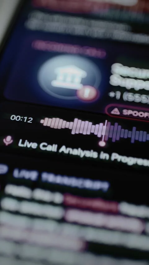 Fraud call waveform at 00:14 analysis time Stock Footage 345488600