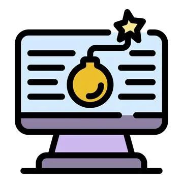 Fraud computer bomb icon color outline vector 스톡 일러스트