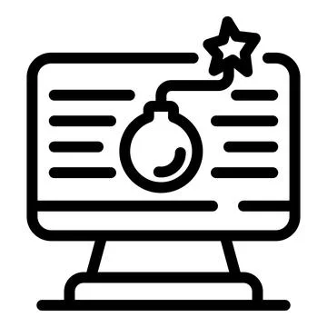 Fraud computer bomb icon, outline style 스톡 일러스트